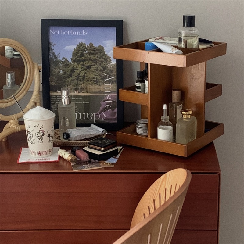 韓国人気 収納ラック 家具 多機能 360度回転収納キャビネット 収納棚 ins 韓国インテリア 雑貨 コップ 香水 品質 収納ボックス 韓国ファッション