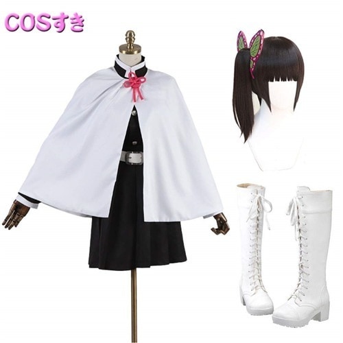 【新品開催 】　 栗花落カナヲ 【コスプレ衣装+ウイッグ＋ブーツ】 栗花落カナヲ つゆりかなを コスプレ衣装 コスチューム　cosplay 変装 ハロウイン