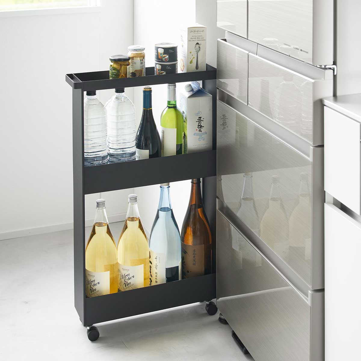 スリムワゴン 山崎実業 tower タワー キャスター付きスリムワゴン 3段 1805 ブラック 9,488円