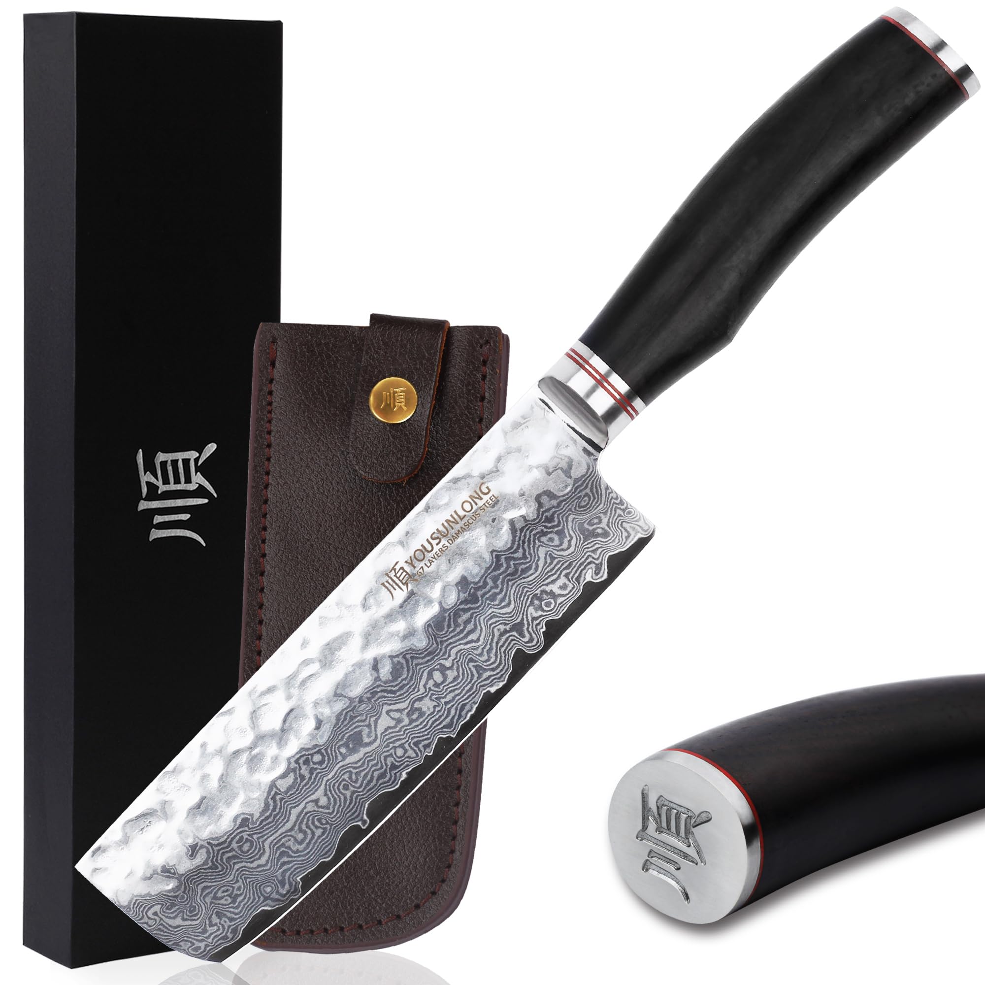 菜切り包丁 165mm 薄刃包丁- 6.5インチ Usuba Kitchen Knife - 67層 槌目ダマスカス こう 鋼 8,464円