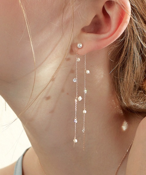ラスター パール チェーン イヤリング EC1473