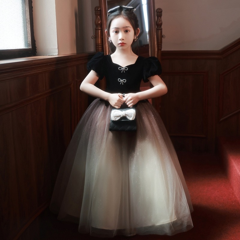 女の子のドレスプリンセスドレス2025フラワーガールホスト子供ピアノパフォーマンスコスムスプリング