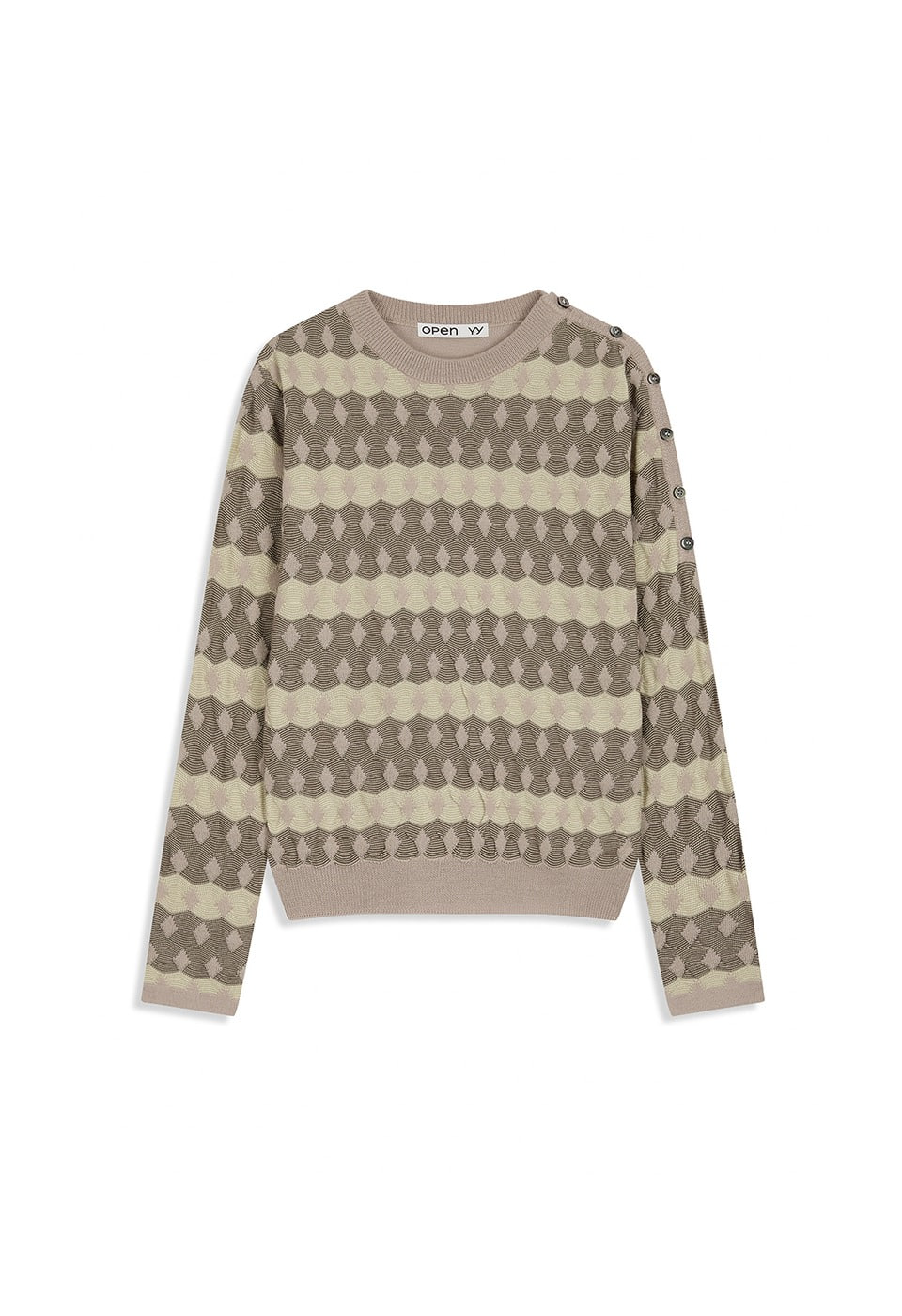 【OPEN Yy】 26SS JACQUARD PULLOVER : KHAKI