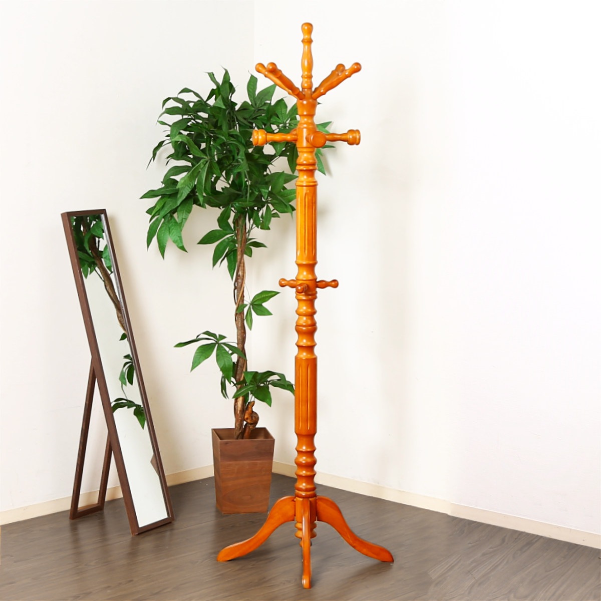 ポールハンガー 木製 イタリアンコートハンガー コートハンガー 小枝 コートフック 高さ188.5cm ハンガーラック 天然木 スリム ハンガーポール カバン掛け ポール コートツリー