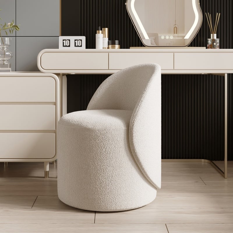 ドレッシング チェア シンプル 背もたれ 付き コンパクト おしゃれ かわいい インテリア スツール オットマン 化粧 椅子 白 グレー 4-7