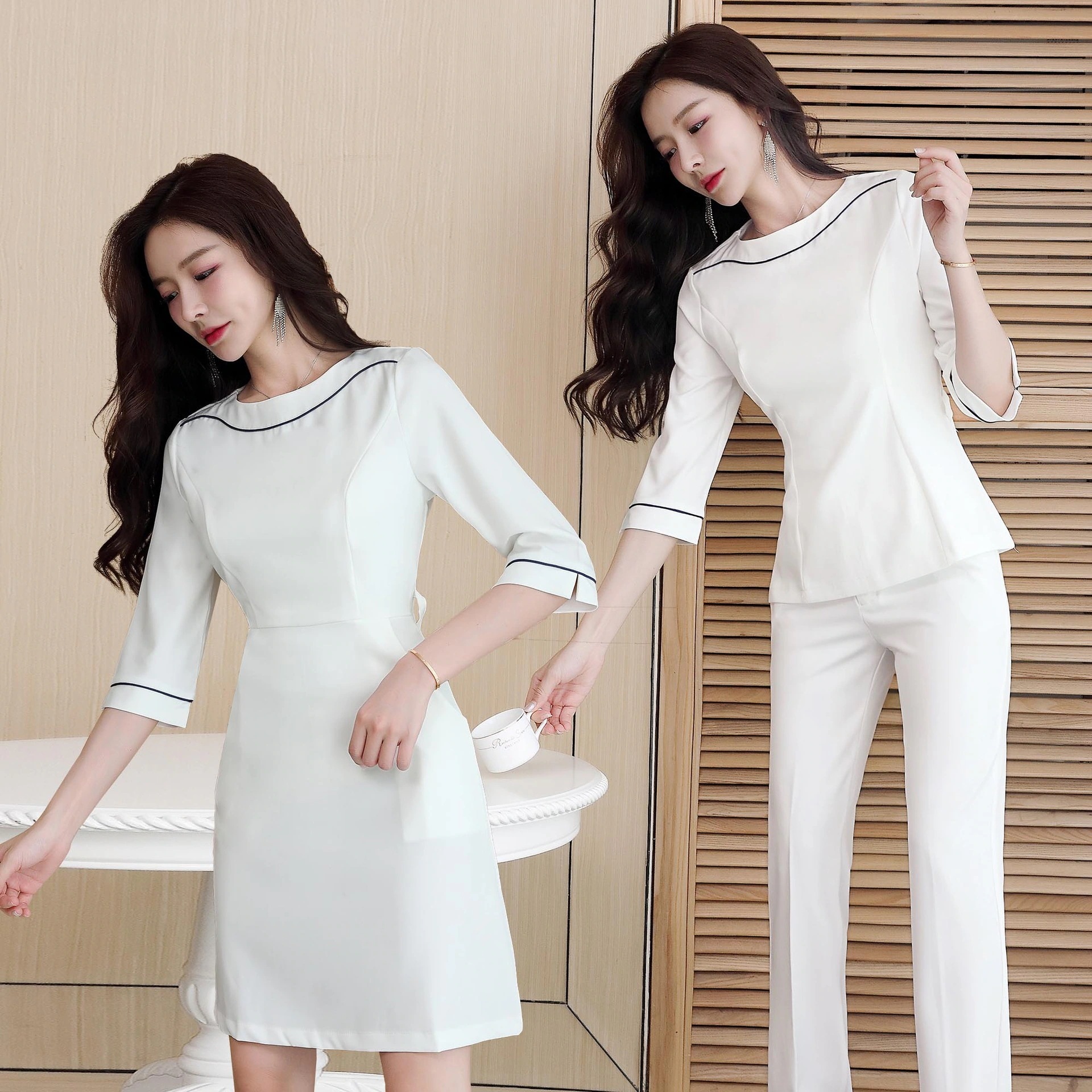 オールインワンセットアップセットアップセットアップ5エステ制服 上下セット ジャケット 七分袖 半袖 制服おしゃれ 女性 レディース サロン通勤 エステ ユニフォーム 2025新作