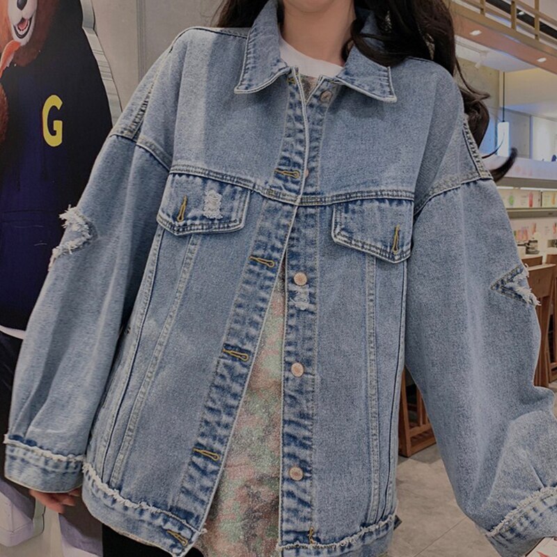 アウター ジャケット レディース 春 かわいい 暖かい Gジャン ショート丈 長袖 萌袖 襟付き BIGシルエット ポケット 前開き 色展開 青 ブルー サイズ S M L ビッグサイズ ゆったり ゆ