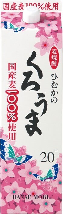 送料無料2ケース単位20度くろうまパック1800ml12本=2ケース麦焼酎メーカー宮崎県：神楽酒造(株)