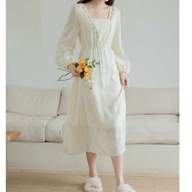 ワンピース レディース 長袖 S M L XL 韓国 ロング丈 ハイウエスト かわいい 大人可愛い きれいめ エレガント フェミニン おしゃれ お洒落 お嬢様 ナチュラル こなれ感 ラブリー キュート