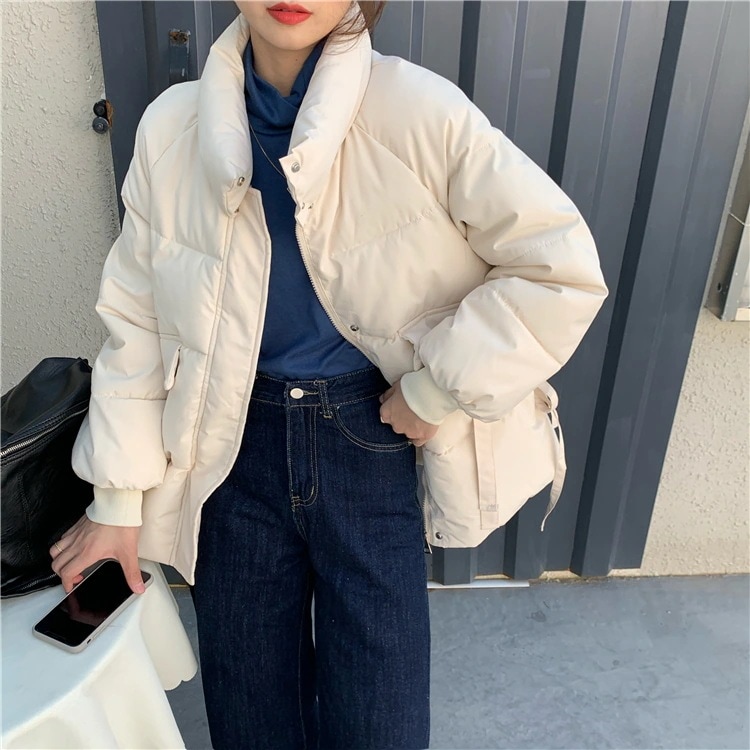 ふっくら中綿 あたたかい 防寒あったかBF風 かわいい ブルゾン厚手アウタージャンパー羽織るネックライクファッションフリース大人 ゆったりカジュアルストリートスタイルにサイズゆるダボシルエット 63