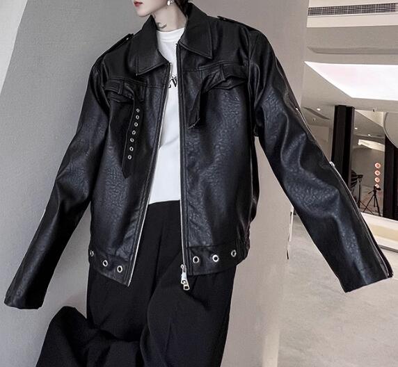 レザー ジャケット 韓国ファッションメンズ PUアウターンジャケットPY38 2CLR