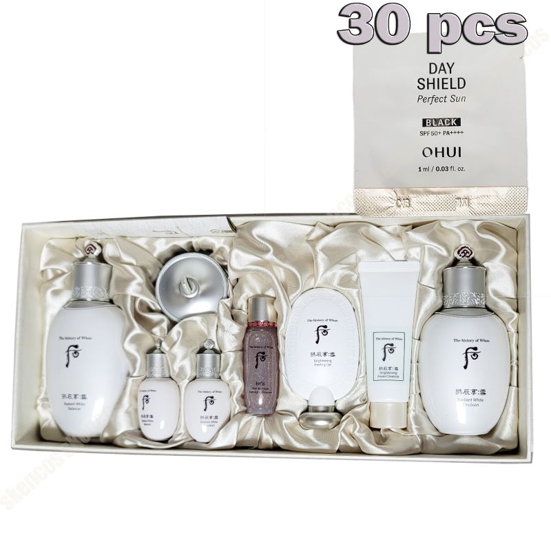 フ(Seol 3 items)ソルラジアントホワイト3点セット/デラックスサンプル+オフィ日焼け止め30枚/ 30 ml/ DAY SHIELD perfect sun black