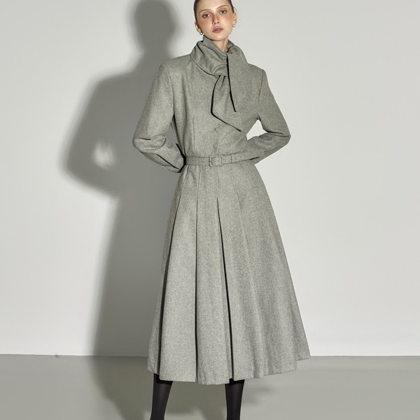 D5166 ベルト セット ウール ワンピース