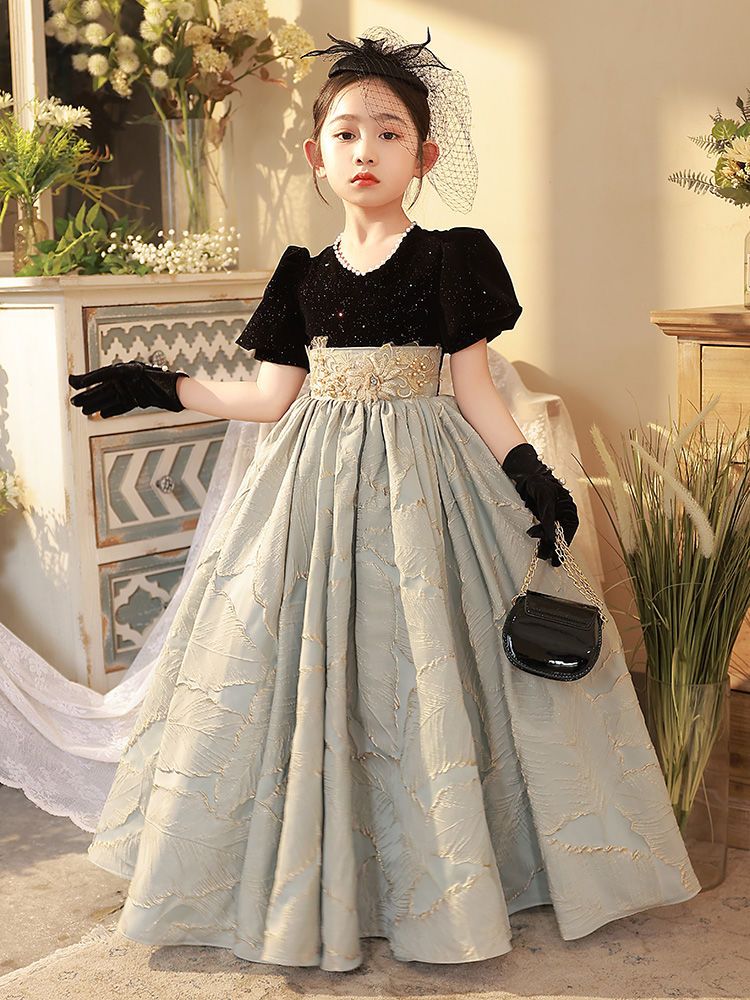 子供用キャットウォーク イブニングドレス サマーガールズ プリンセスドレス ホスト 誕生日 ピアノ衣装