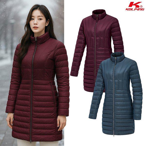 女性冬グースダウン中期丈軽量パディングジャケットジャンパーKSC671RJ3W