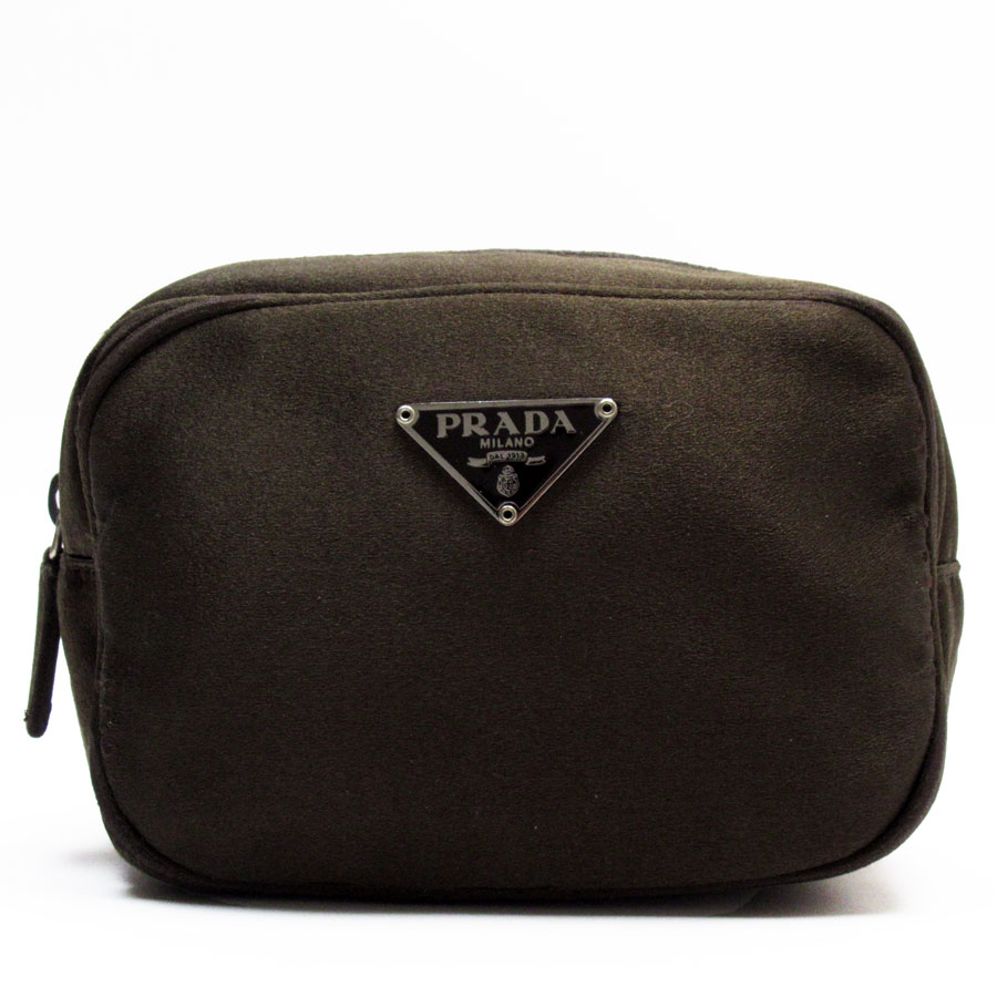 プラダ PRADA ポーチ サテン ブラウン レディース t19534g