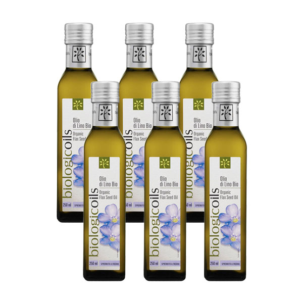 有機JAS認証 イタリア産有機アマニ油229g（250ml）【6本セット】コールドプレス アマニオイル 亜麻仁油 フラックスシードオイル オーガニック biologicoils