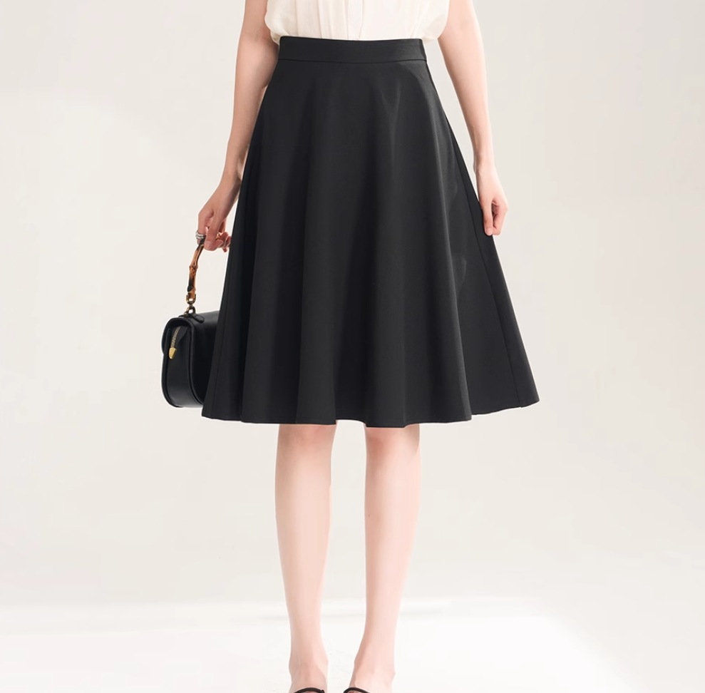 スカート フレアスカート レディース ロングスカート 膝丈 膝下 フレア Aライン フェミニン ウエストマーク ファスナー コンサバ かわいい 大人可愛い きれいめ シンプル カジュアル 上品