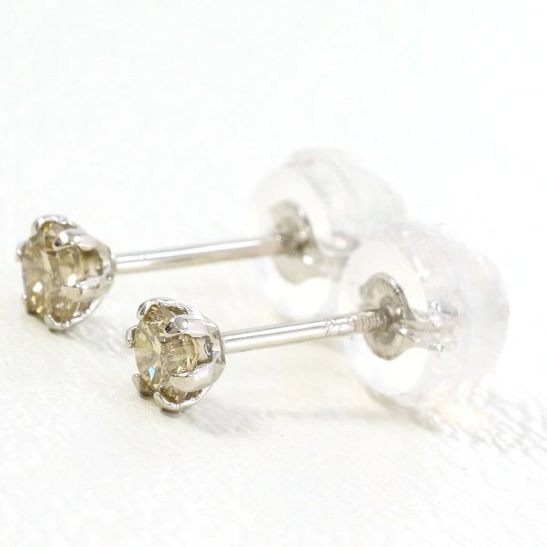 PT900 プラチナ ピアス ブラウンダイヤ 0.10 ×2 総重量約0.3g ジュエリー 中古