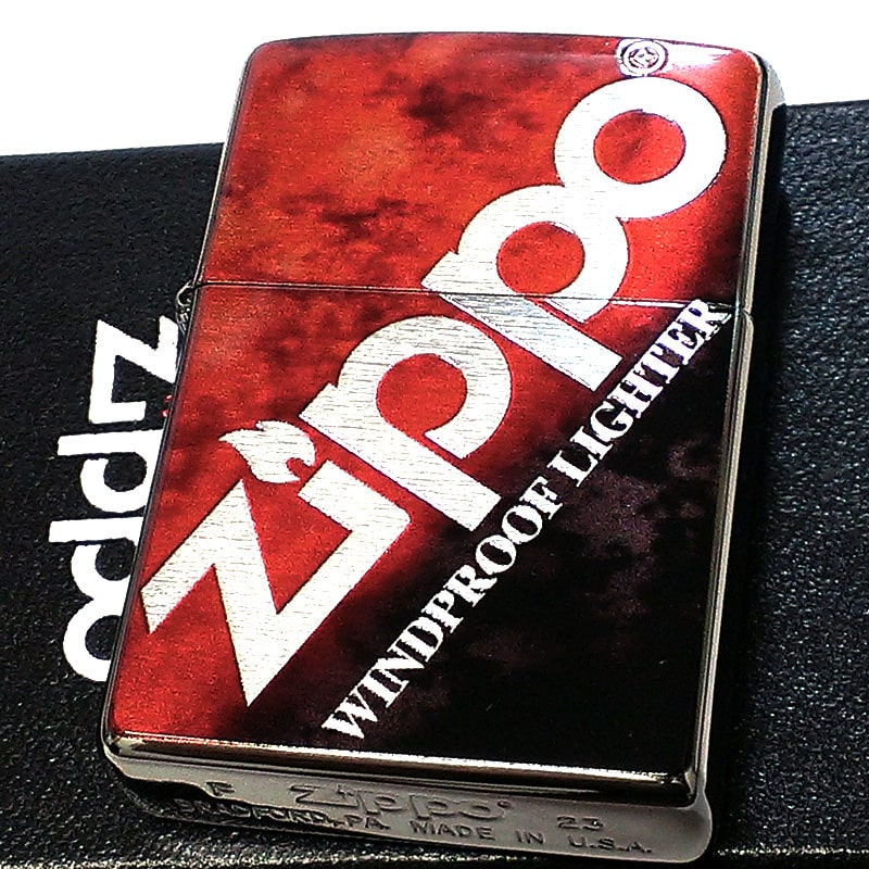ZIPPO グラデーション レッド ブラック ジッポ ライター かっこいい マーブル模様 Zippoロゴ おしゃれ 赤黒 メンズ ギフト プレゼント