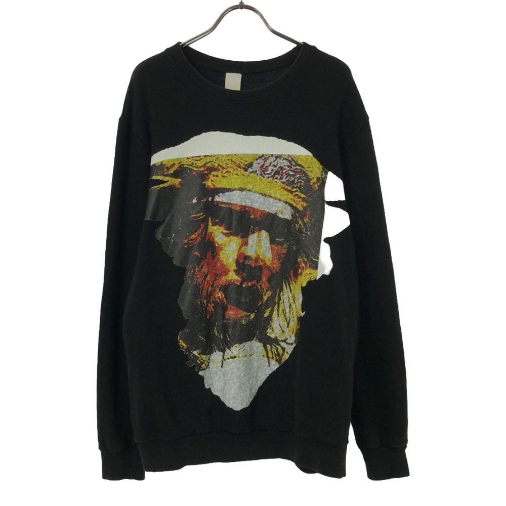 プリント 長袖 トレーナー ブラック スウェット メンズ