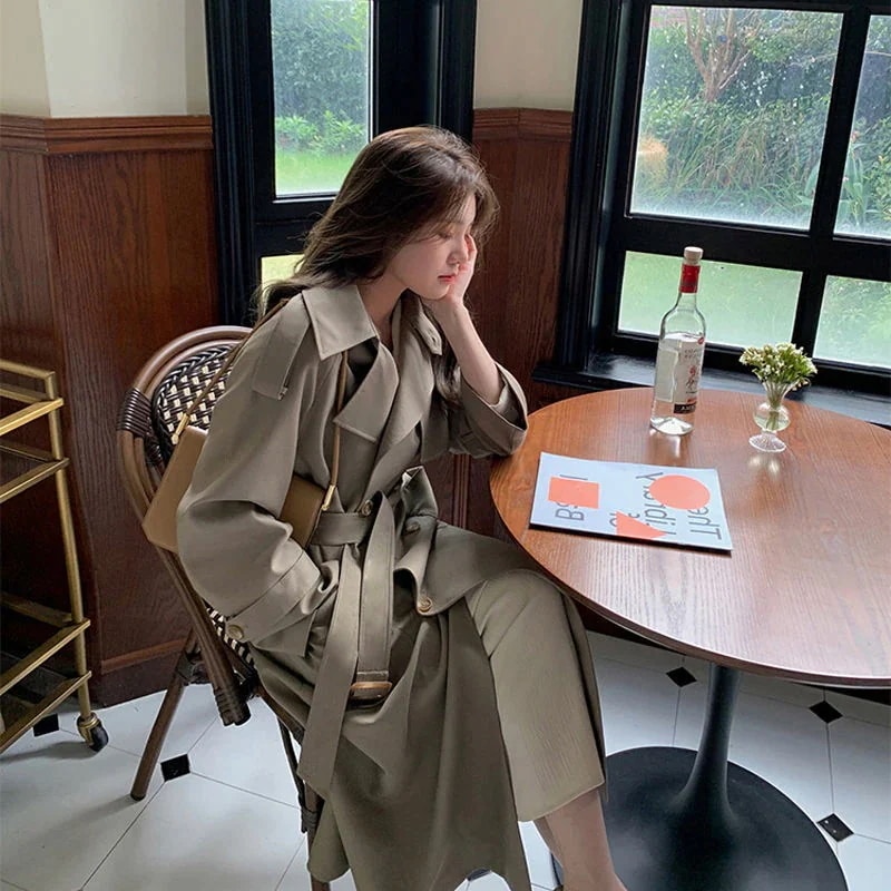 ロング丈 上質 ホワイトウインドブレーカー 白 トレンチコート 通勤 通学 春秋 チェストコート 小柄 アウター メガ割 6,081円