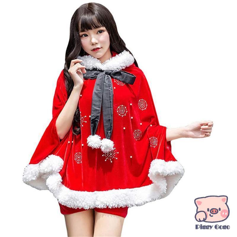 冬の新作クリスマスマント スノーフレーク サンタ サンタクロース コスプレ 仮装 可愛い 男女 コスチューム 大人子供 通用 プレゼント シンプル 赤