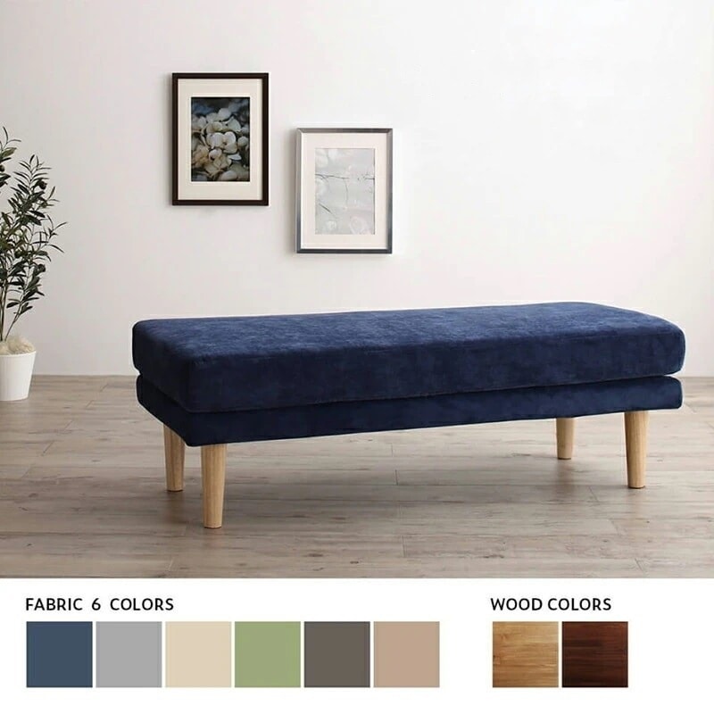 ダイニングベンチ 北欧デザイン 幅120cm ファブリック 天然木 カバー丸洗い可能 ポケットコイル
