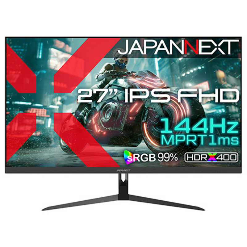 IPSパネル搭載 144Hz/1ms(MPRT)対応 FHDゲーミングモニター ［27型 / フルHD(1920×1080) / ワイド / 144Hz］ (2年保証)　JN-IPS27G144F