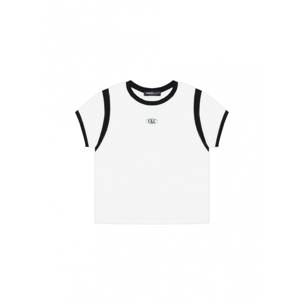 youthkrew YK オーバルスリムクロップTシャツホワイト