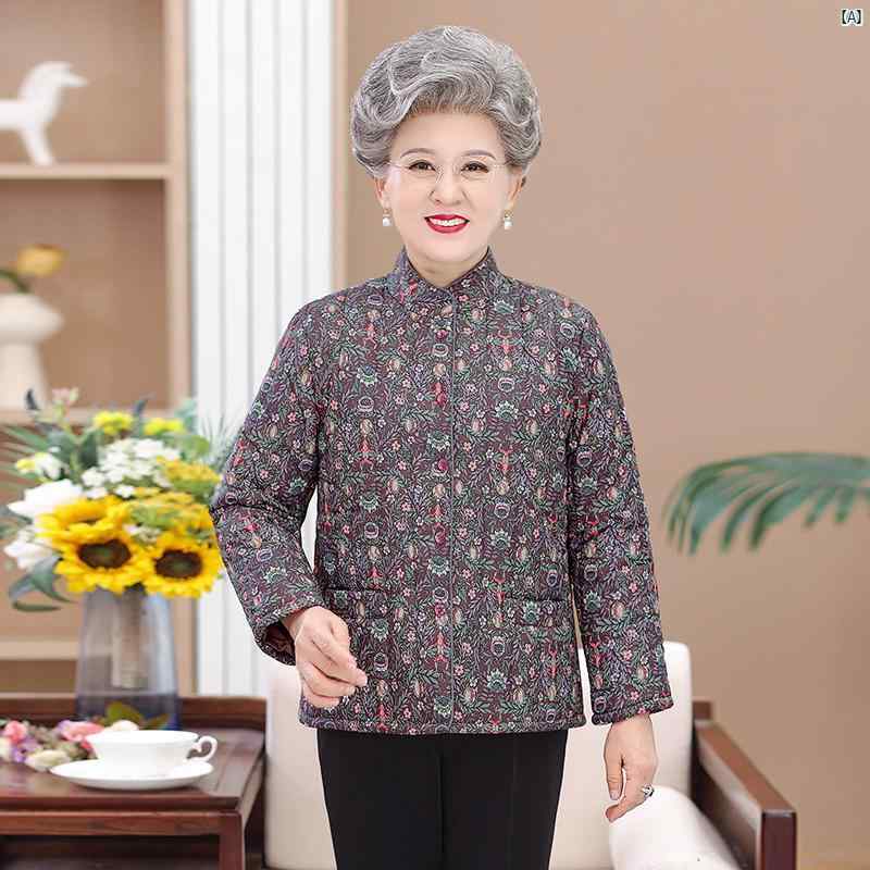 レディース　ファッション　祖母　ママ　オシャレ　上品　綺麗 お母さん 冬用 ライト ダウン コットンコートおばあちゃん インナージャケット 小柄 コットン入り ジャケットお ばあさん 防寒着