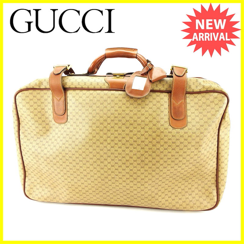 グッチ GUCCI ボストンバッグ トランクケース 旅行用バッグ レディース メンズ 可 オールドグッチ マイクロGG ベージュ×ブラウン×ゴールド PVC×レザー ヴィンテージ 良品 【中古】 T3 グッチ GUCCI ボストンバッグ トランクケース 旅行用バッグ レディース メンズ 可 オールドグッチ マイクロGG ベージュ×ブラウン×ゴールド PVC×レザー ヴィンテージ 良品 【中古】 T3