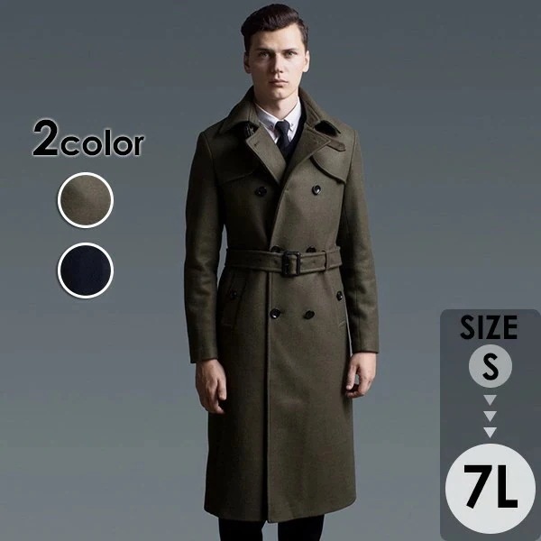 ロングコート メンズ チェスターコート 2カラー ビジネス 大きいサイズ アウター メンズファッション 防寒 体型カバー おしゃれ 春 秋冬 カーキ ブラック 20代 30代 40代