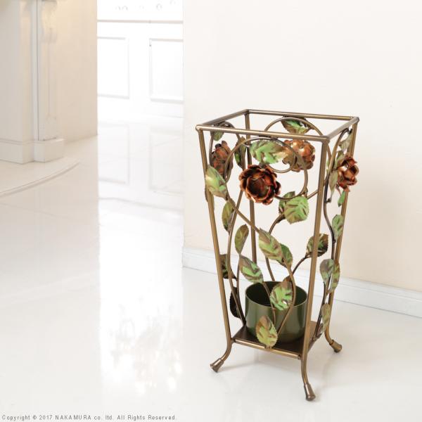 傘立て 傘たて ローズ 装飾 バラ 薔薇 アイアン製 花 植物 ツタ おしゃれ ヨーロピアン 高級感インテリア クラシック レトロ アンティーク調 完成品 イタリア製