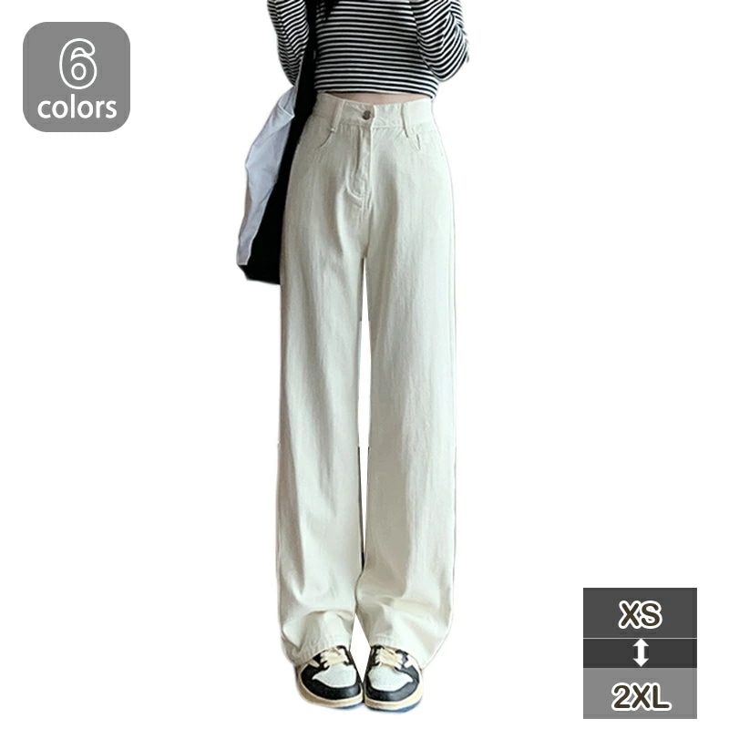 デニムパンツ パンツ レディース ワイドパンツ ワイド 大きいサイズ ジーンズ ジーパン ボトム 体型カバー ボトムス ストレート ズボン 大人 きれいめ ハイウエスト ゴム 春 夏 小さい 大きいサ