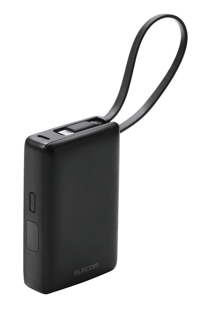 エレコム DE-C71L-10000BK ケーブル一体型モバイルバッテリー 10000mAh(30W・ブラック) DEC71L10000BK