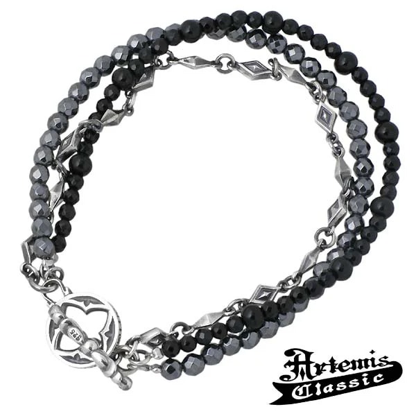 アルテミスクラシック Artemis Classic ピラミッド シルバー ブレスレット アクセサリー メンズ ヘマタイト オニキス シルバー 925 スターリングシルバー ACB0087