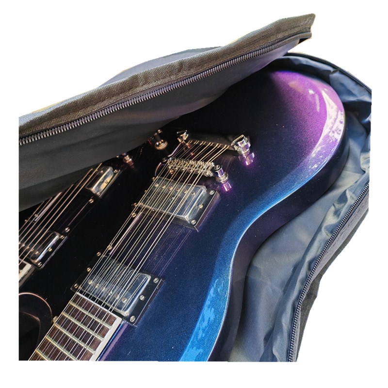 青紫グラデーションの双頭エレキギターバンドバッグ6弦と12弦エレキギター BJ785