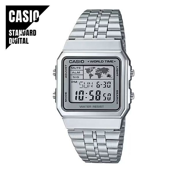 【即納】 CASIO STANDARD カシオ スタンダード デジタル メタルバンド シルバー A500WA-7 腕時計 メンズ レディース メール便発送