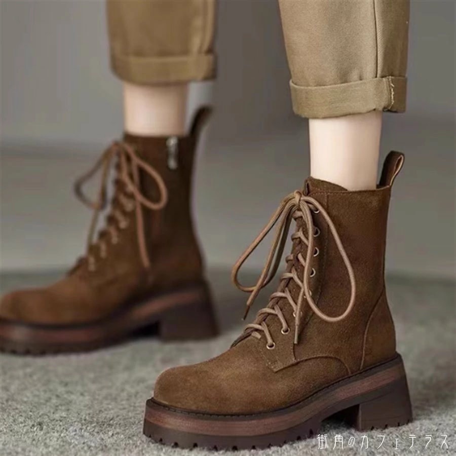 革靴 2色 靴 シューズ ブーツ ラウンドトゥ 丸トゥ レースアップ 靴ひも PU 可愛い 大人可愛い きれいめ シンプル カジュアル シック コンサバ 華やか 大人 上品 おしゃれ 主役級 こなれ感