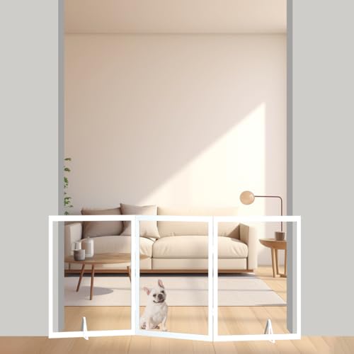 ベビーゲート ペットゲート 置くだけゲート 自立型ゲート 高さ80cm 三枚セット 長さ187.5cm ロングゲート アクリルゲート 透明ゲート 折りたたみゲート 犬フェンス ベビーフェンス ペットフ