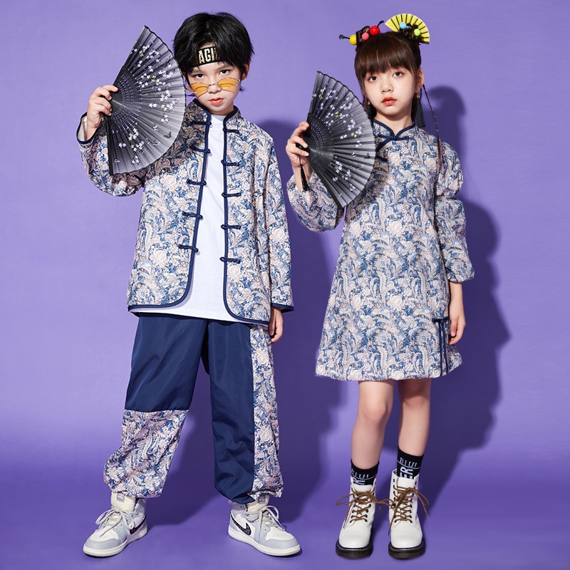 お子様の日の子供のハンフクラスパフォーマンスコスチューム幼稚園中国語スタイルガールコーラス男の子スポーツゲームチアリーディングチーム