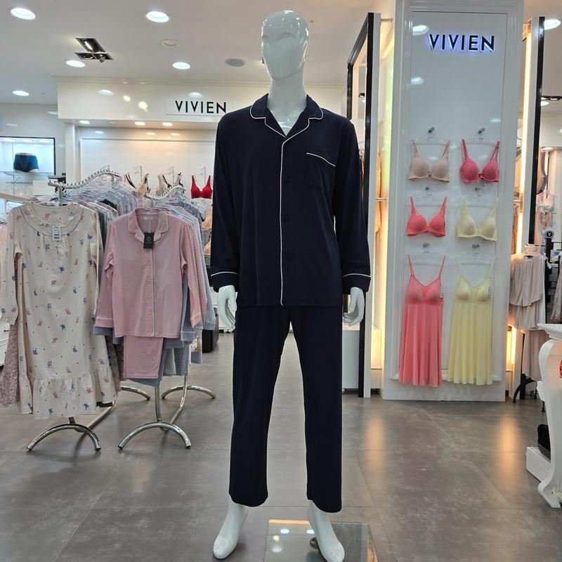 レーヨン混紡シンプルで柔らかい男性用セットパジャマMP8868A