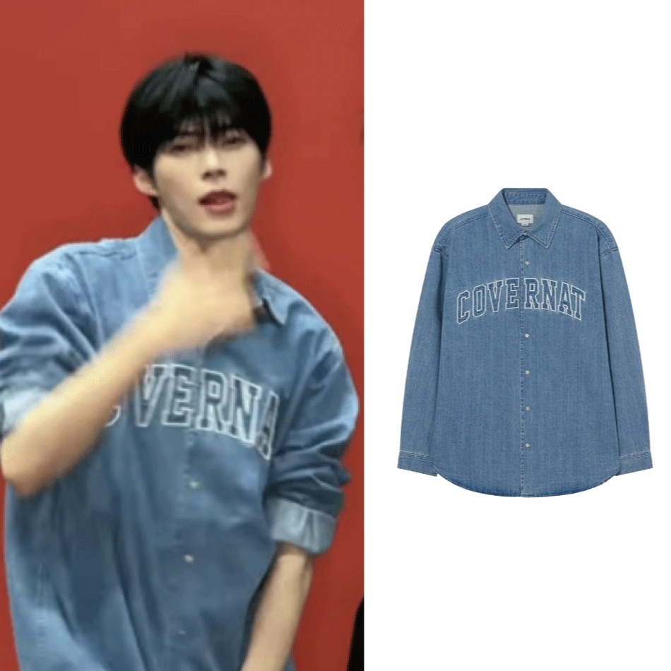 ZEROBASEONE着用 アーチ ロゴ デニム シャツ Blue