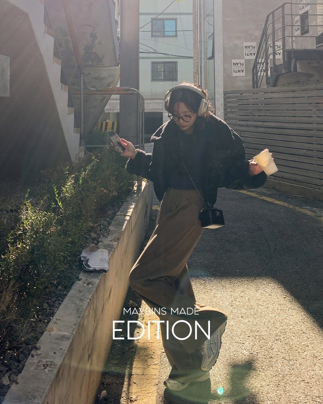 2タック入りワイドスラックス韓国ファッション レディース