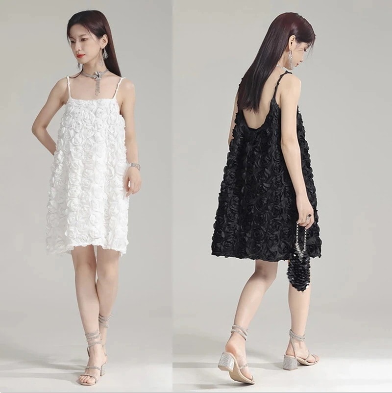 【J.Fashion】 キャミワンピース 花飾り リゾートワンピース 夏ワンピ 短丈 ハワイ 沖縄 旅行 ボヘミア ビーチ 体型カバー ゴールデンウィーク 個性的なデザイン 関連商品は店で購入可能30