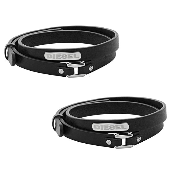 DIESEL ディーゼル ペアブレスレット ファッション アクセサリー ブランド アクセ 2重巻き ブラック レザー DX0971040DX0971040 誕生日プレゼント ポイント消化