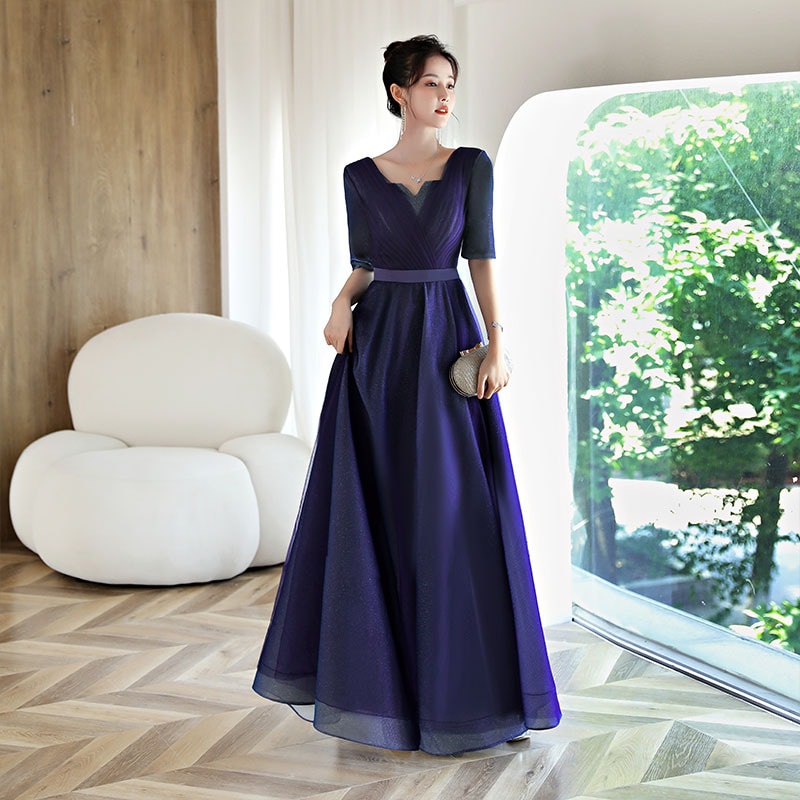 パーティードレス女2025軽贅沢司会者気質演出合唱服