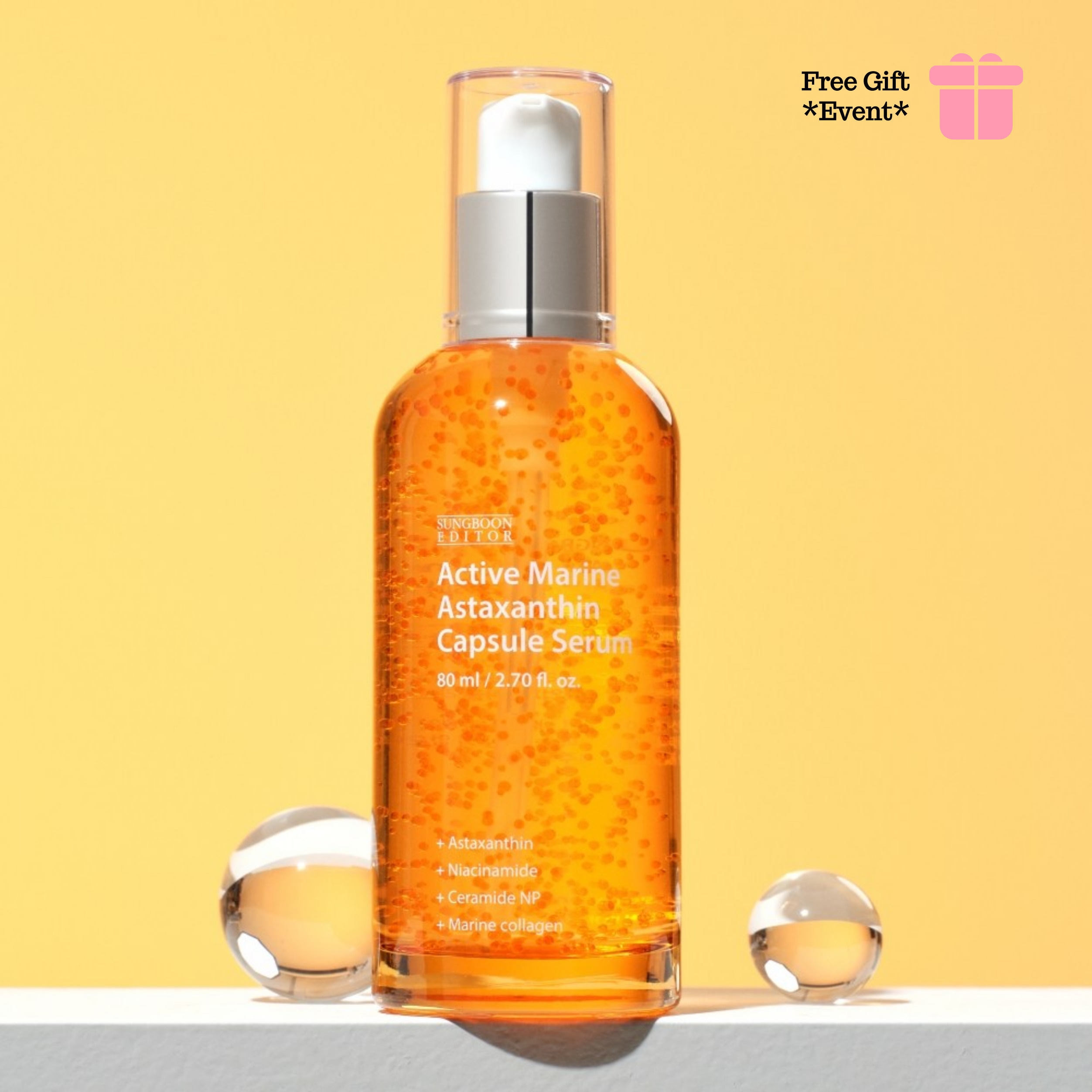 アクティブ マリンアスタキサンチン カプセルセラム 大容量 80ml / しみ瞬削ソリューション / ビタミンC 6,000倍 / 7日 肌見せ改善