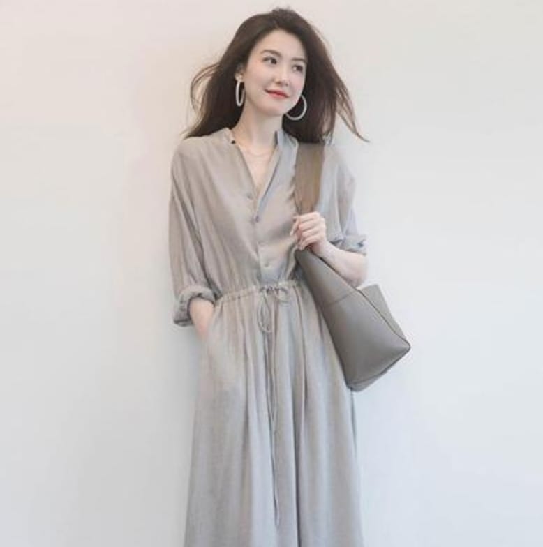 ワンピース デート シャツワンピース ミモレ ミモレ丈 袖あり Vネック かわいい 大人可愛い きれいめ シンプル カジュアル 大人 上品 おしゃれ お洒落 主役級 存在感 春 夏 秋 10代 20代 5,702円